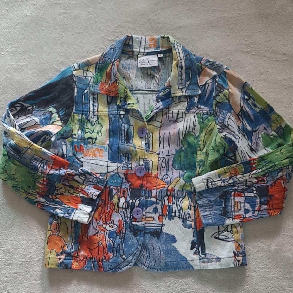 Michael Leu Art Shirt Women S Paris Street Print Button Up Boho Top Travel City